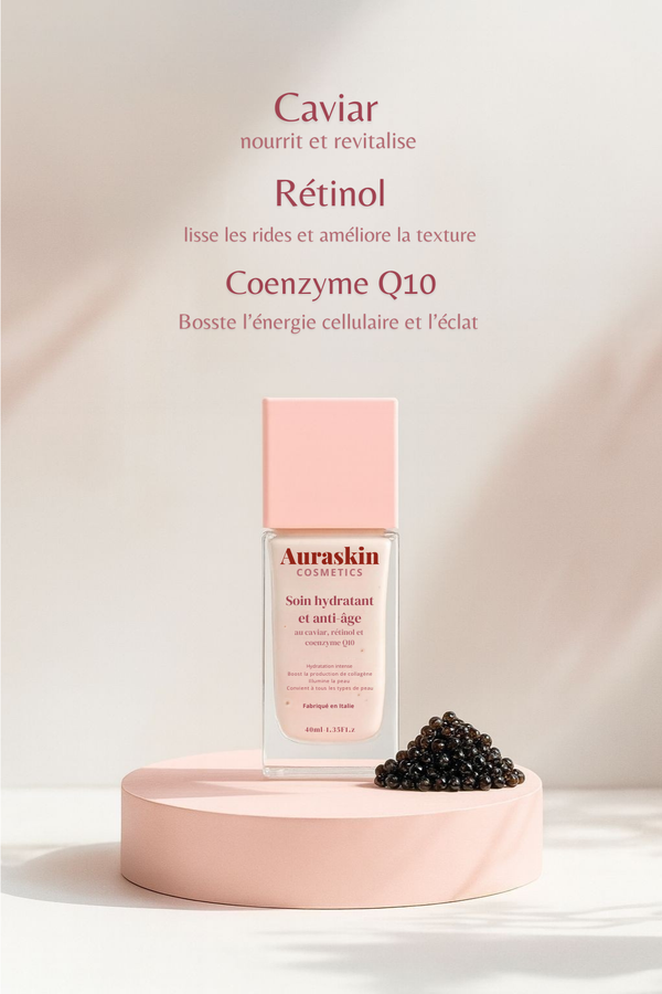 Soin hydratant et anti-âge au caviar, rétinol coenzyme Q10
